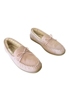 New MySlippers Mocassin suede slippers by mypillow women’s size 12 pink comfort